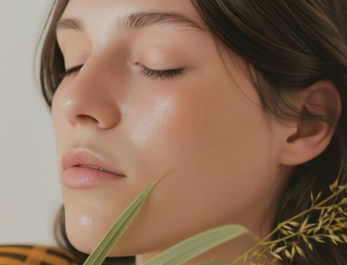 Serene Portrait of Young Woman with Nature